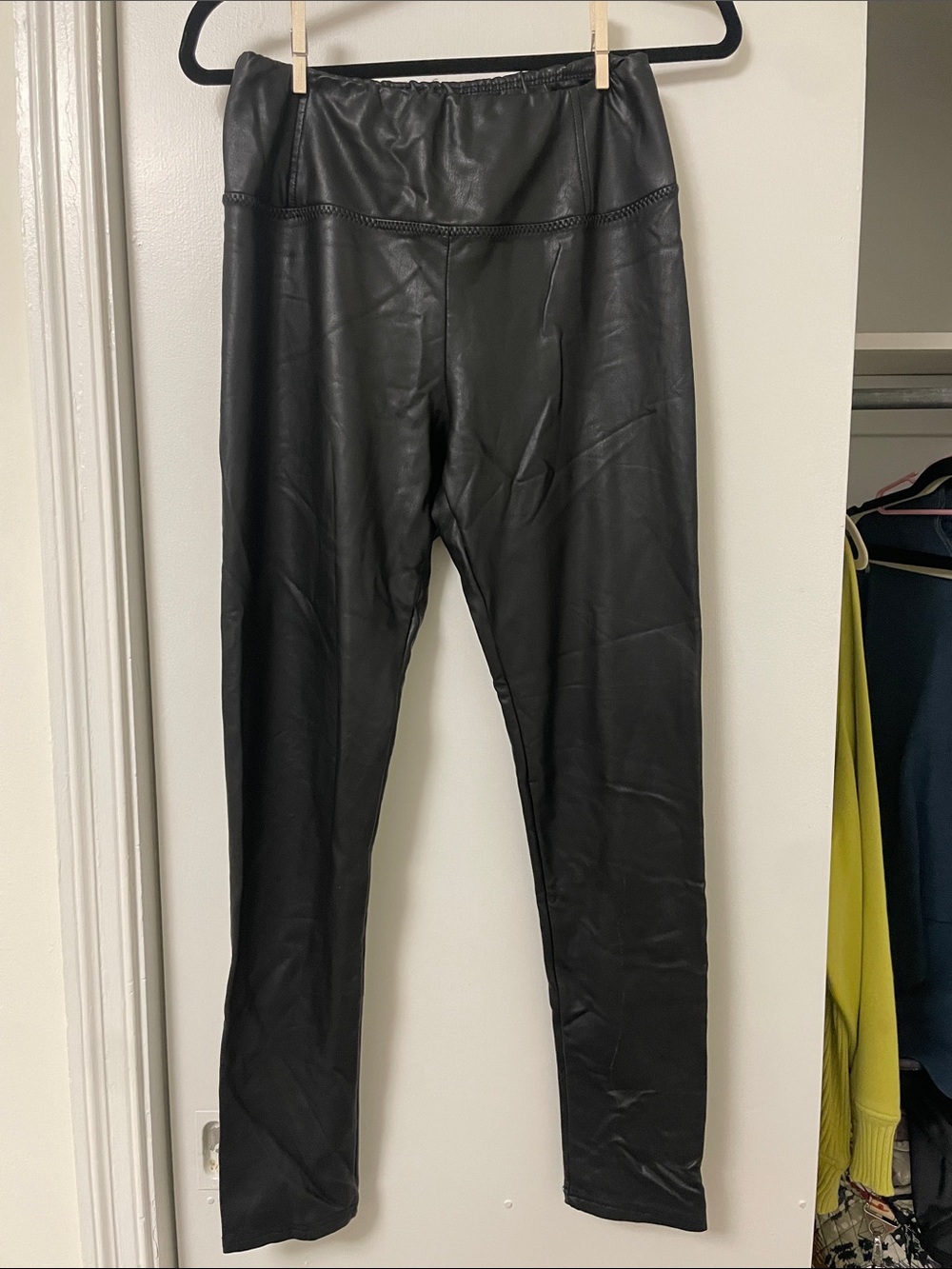 7 For All Mankind Black Faux Leather Leggings